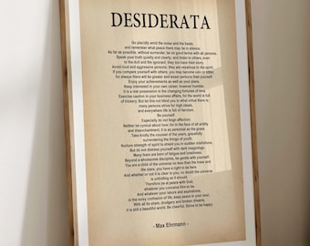 Desiderata Max Ehrmann Poem Art Classic Literature Famous Poem Wall Art Quote Wall Decor Vintage Art Victorian Art Poetry Lover Gift