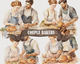 4 Couple Bakers Clipart Couple Baking in Kitchen Clipart Bride and Groom Clipart Happy Family Clipart Loving Couple Clipart Cooking Clipart