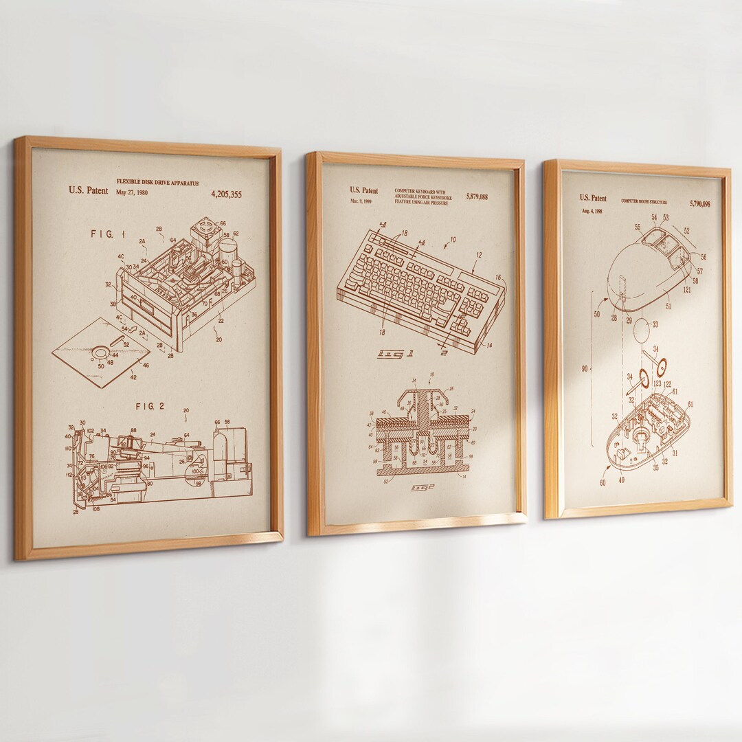 3 Computer Blueprints Vintage Personal Computer Patent Prints ...