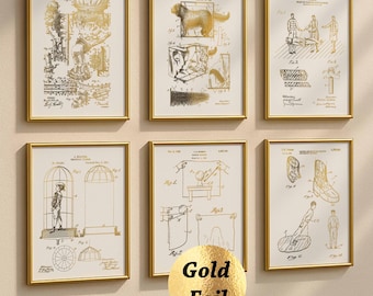 6 goocheltrucs patentafdrukken, illusieblauwdruk, goochelshow, magische prestaties, goochelaar-uitvindingen, circuskunst, goudfolieprint