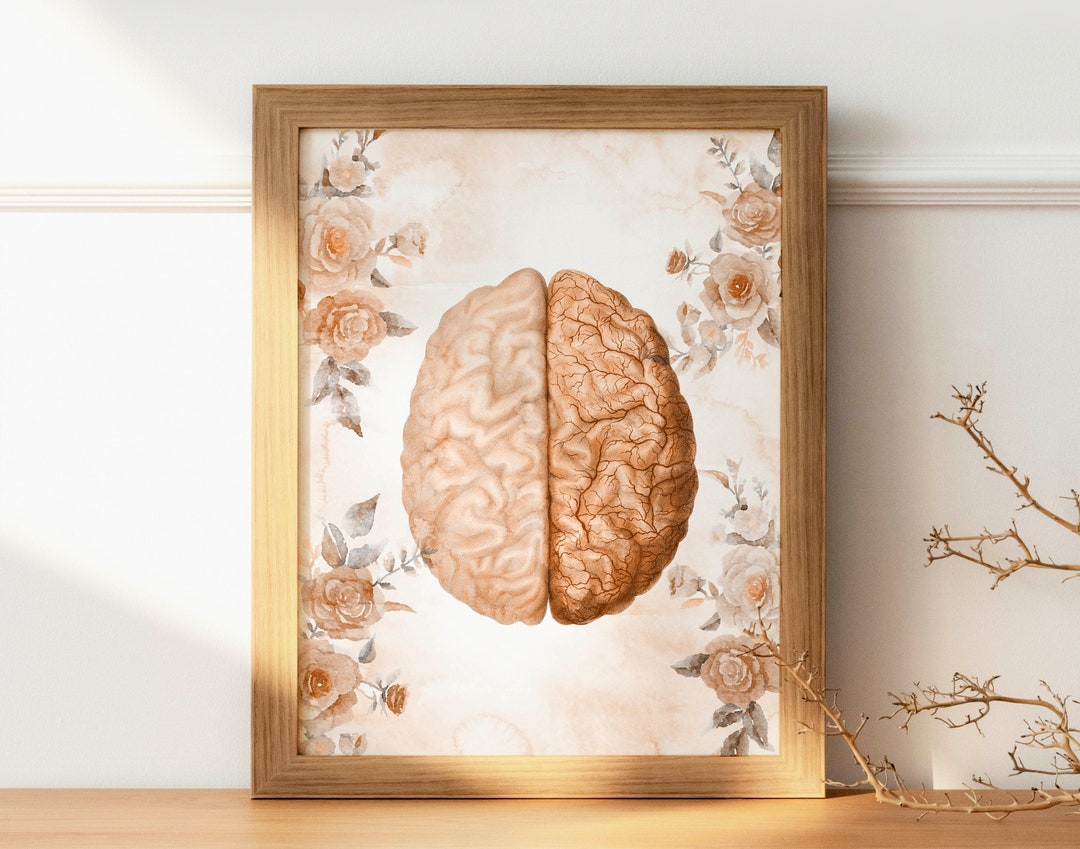 Floral Brain Anatomy Art Neurology Artwork Neuroscience Art Medical ...