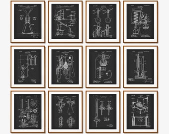 12 Chemical Apparatus Patent Prints Chemistry Device Blueprint Science Instruments Poster Laboratory Tools Patent Chemist Office Gift