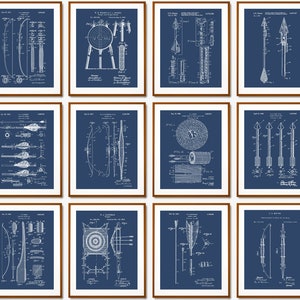 12 Archer Gift Archery Patent Prints Arrow Blueprint Sports Device Patent Game Inventions Playroom Decor Sports Lover Gift