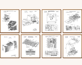 8 premières impressions de brevet d'ordinateur PC Blueprint Programmer Gift IT Technician Gift Display Scheme Art Morther Board Patent Wall Decor