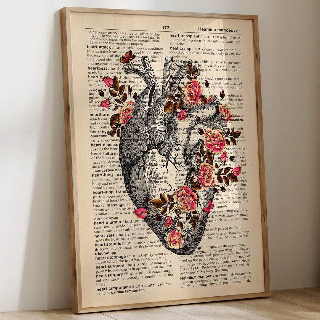 Anatomical Heart, Vintage Anatomy Art, Medical Art, Dictionary Art ...