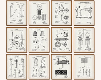 12 Sewing Patent Prints Crafting Blueprint Tailor Gift Seamstress Gift Crafter Gift Fashion Stylist Gift Vogue Art Studio Wall Decor