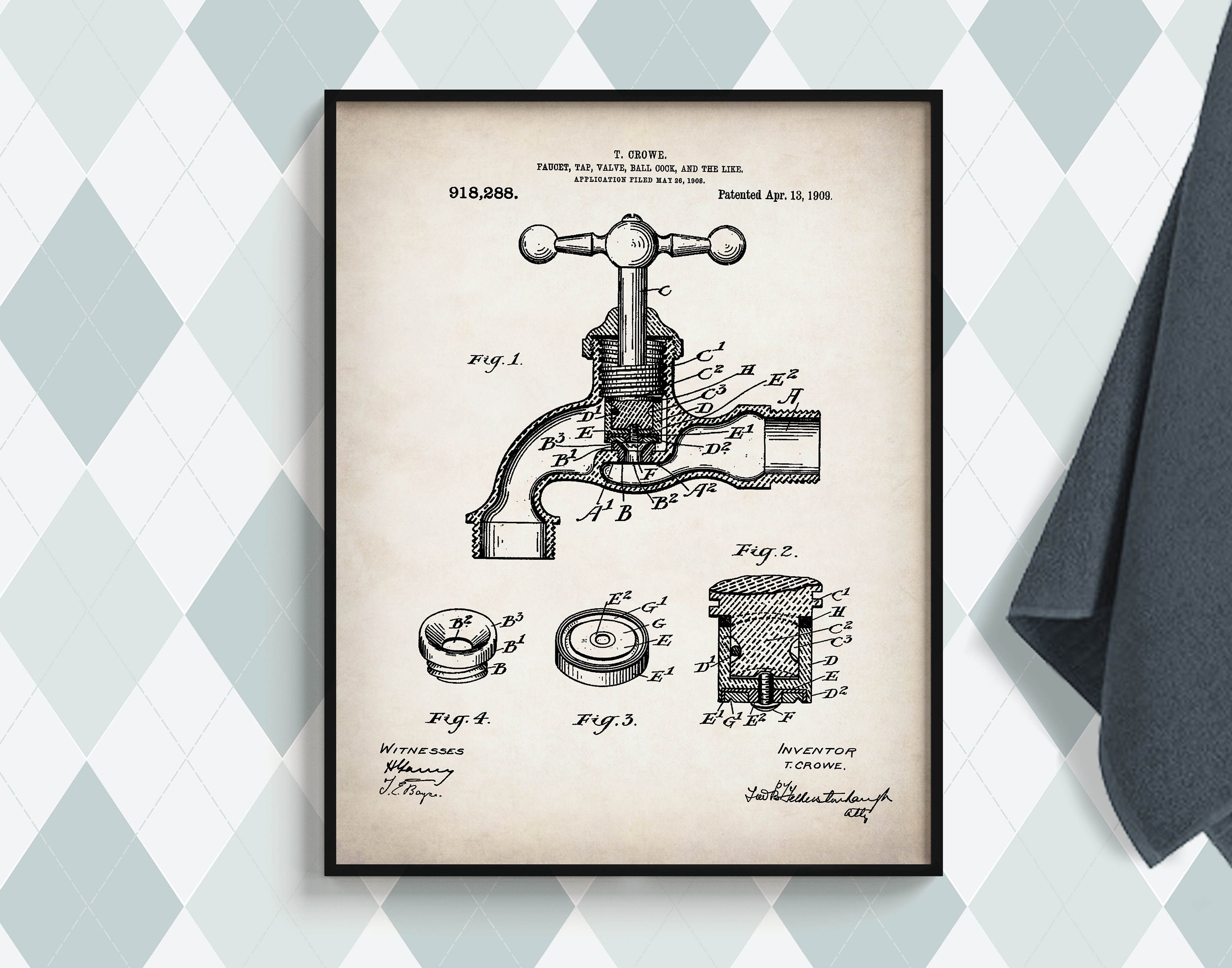 8 Bathroom Patent Prints Bath Blueprint Toothbrush Scheme Poster
