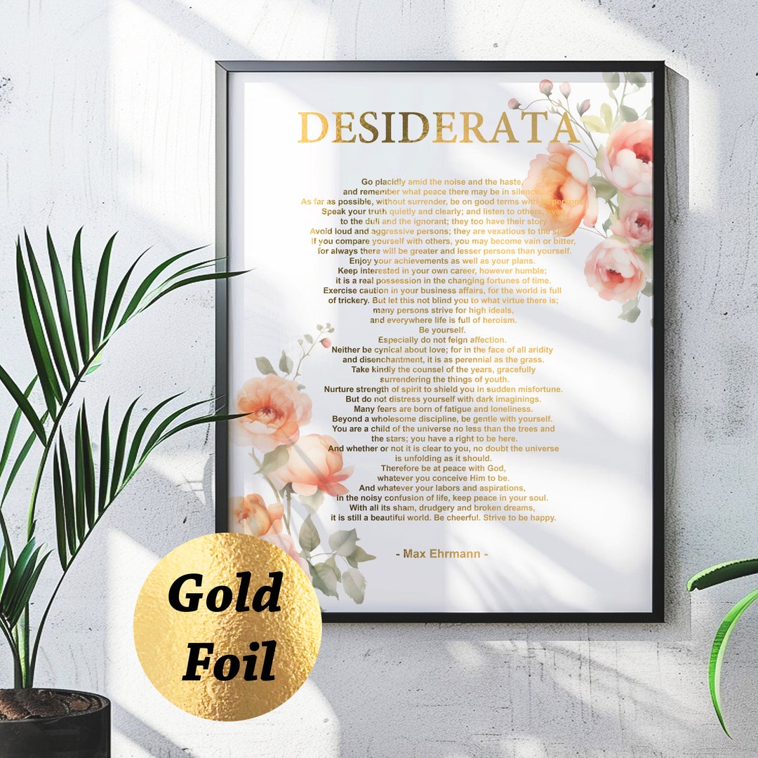 Desiderata Poem by Max Ehrmann Verse Art Lyrics Art Literature Poster