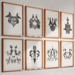 Set 8 Vintage Rorschach Test Posters Watercolor Inkblot Test Psychiatry Art Science Art Psychologist Gift Psychology Office Decor