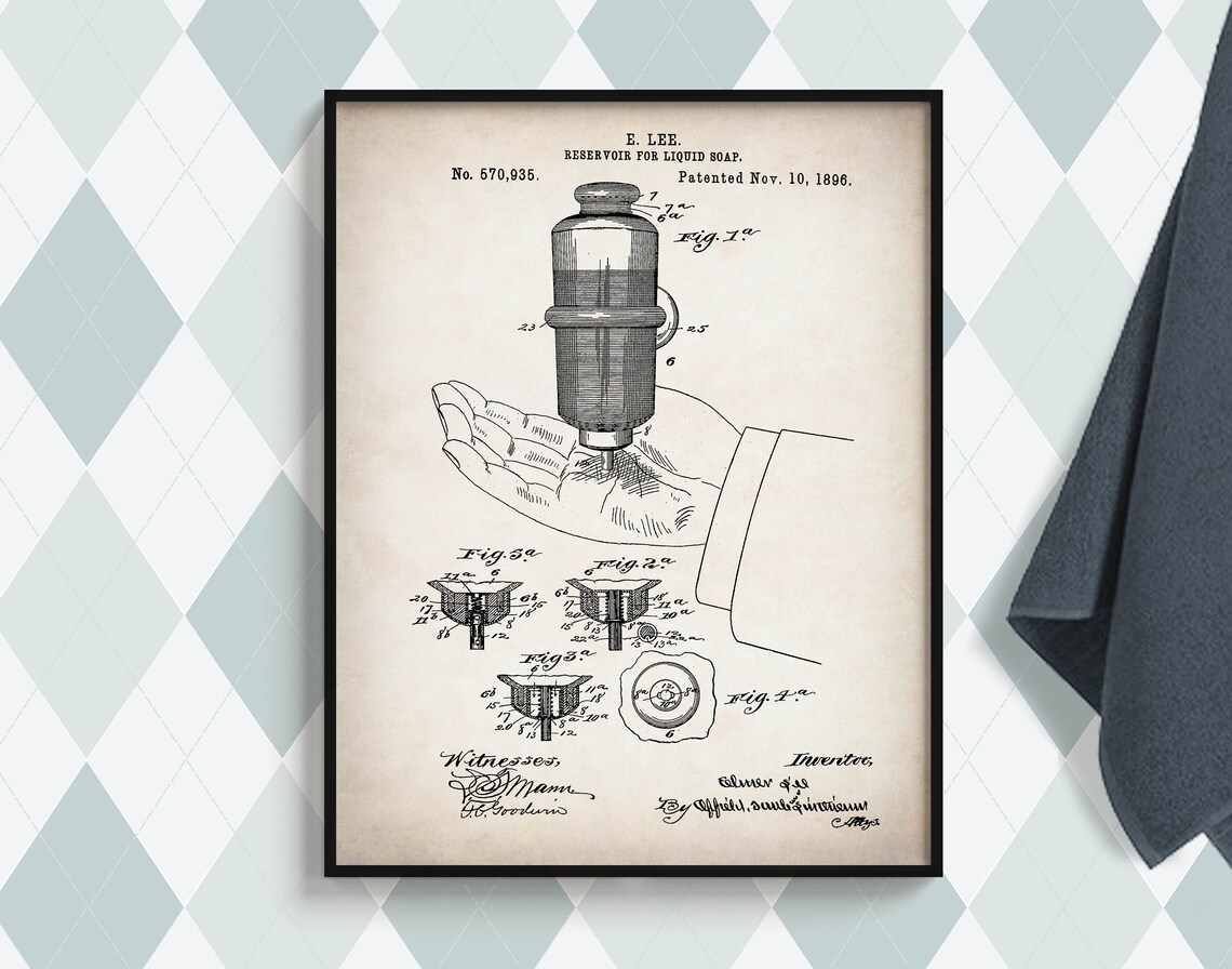 8 Bathroom Patent Prints Bath Blueprint Toothbrush Scheme Poster