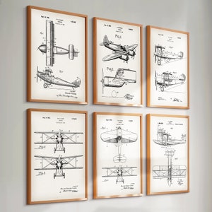6 Flugzeug Patent Drucke Luftschiff Blueprint Luftfahrt Kunst Mechaniker Geschenk Pilot Geschenk Wanddekoration Büro Wandkunst