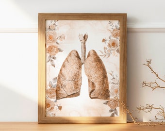 Anatomische Lunge und Luftröhre Kunst Atemwege Anatomisch Druck Medizinisches Kunstwerk Pulmologen Büro Wand Kunst Krankenschwester Geschenk