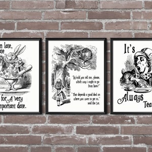 Alicja w Krainie Czarów Sztuka Lewis Carroll Powieść Plakat Cheshire Cat Sztuka Szalony Kapelusznik Sztuka Dekoracja pokoju dziecięcego