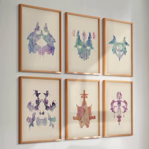 6 Vintage Rorschach Test Posters Psychiatric Test Inkblot Test Medical Art Science Art Psychologist Office Decor Psychotherapist Gift