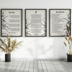 3 famose poesie d'arte, poesia IF, poesia Desiderata, poesia Invictus, versi da parete, poster letterari, testi d'arte, poesia ispiratrice, decorazioni per la casa