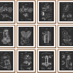 12 Harley Davidson Motorcycle Patent Prints Motorbike Blueprint Transport Art Mechanic Gift Biker Gift Bar Wall Decor Garage Wall Decor