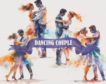 4 Watercolor Dancing Couple Clipart Lovely Couple Clipart Bride and Groom Art First Wedding Dance Art Dancers Clipart Choreography Clipart