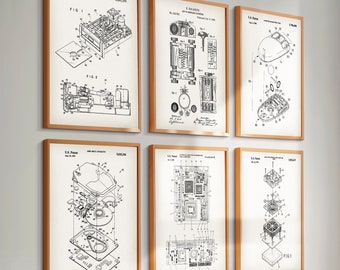 6 Computer Patent Prints Desktop Blueprint Server Art Programmer Gift IT Tech Gift System Analyst Gift IT Office Wall Decor