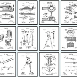 12 Metalworker Patent Prints Blacksmith Blueprint Forge Poster Smithing Equipment Scheme Craftroom Decor Smithy Gift Artictic Blacksmith Art