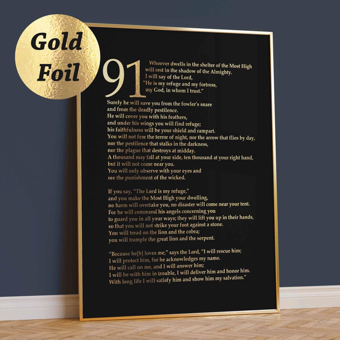 Psalm 91 Christian Art Bible Verse Religious Poster Inspiration Art ...