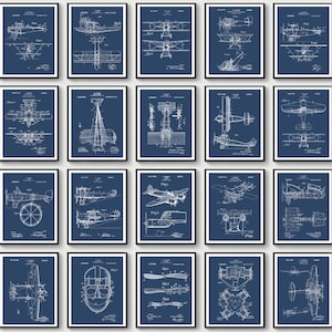 20 Vintage Airplane Patent Prints Plane Blueprint Aircraft Print Aviation Poster Flying Apparatus Art Pilot Gift Aviator Gift Airman Gift