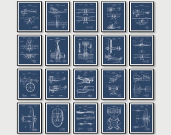 20 Vintage Flugzeug Patent Drucke Flugzeug Blaupause Flugzeug Druck Luftfahrt Poster Flugapparat Kunst Pilot Geschenk Flieger Geschenk Flieger Geschenk