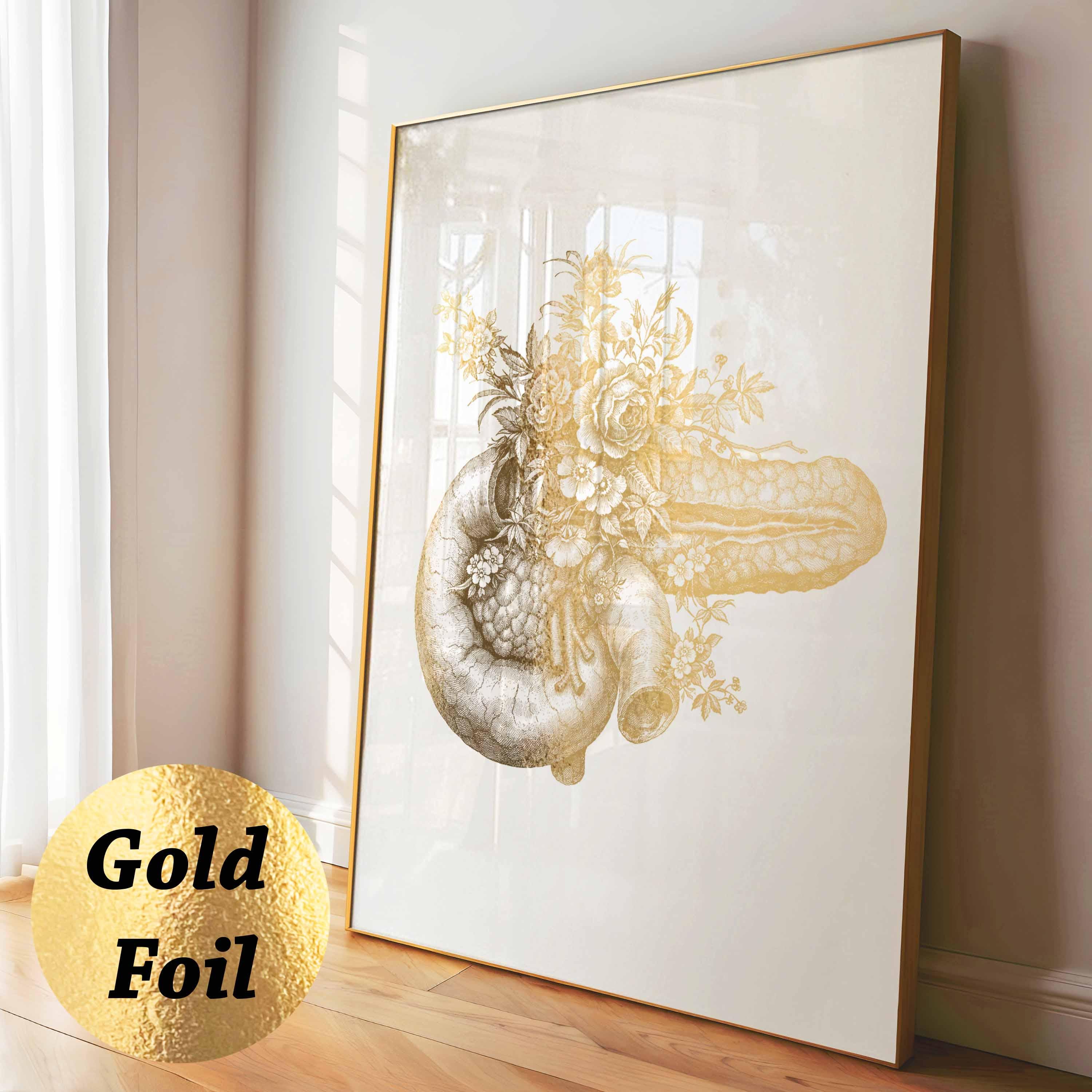 Set 6 Digestive System Anatomy Print Floral Stomach Liver Pancreas ...