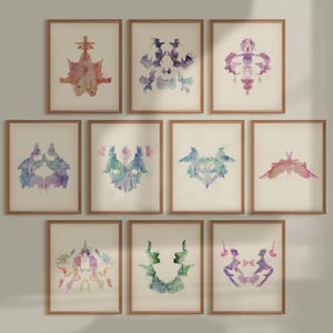 10 Vintage Rorschach Tests Prints, Psychiatry Diagnostic Poster, Inkblot Test, Psychology Art, Medical Art, Psychotherapist Office Decor