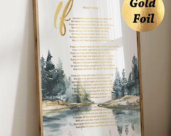 IF Poem Rudyard Kipling Poem Classic Literature Poetry Art Inspiration Poem Living Room Decor Nordic Art Nature Art Golf Foil Print