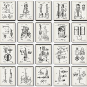 20 Vintage Oil Drilling Rig Patent Prints Well Drill Machine Blueprint Petroleum Industry Poster Industrial Art Engineer Gift Technical Art