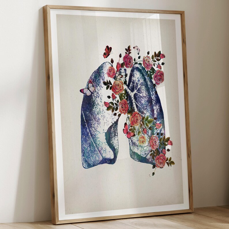 6 Vintage Anatomy Art Floral Medical Art Human Heart Brain Lungs Kidney ...