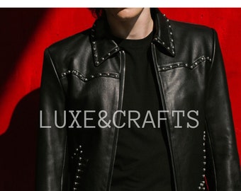 Men's Black Solid Fancy Leather Jacket, Men's Black Partywear Leather Jacket, Real Lambskin Leather jacket, Black Leather Jacket.