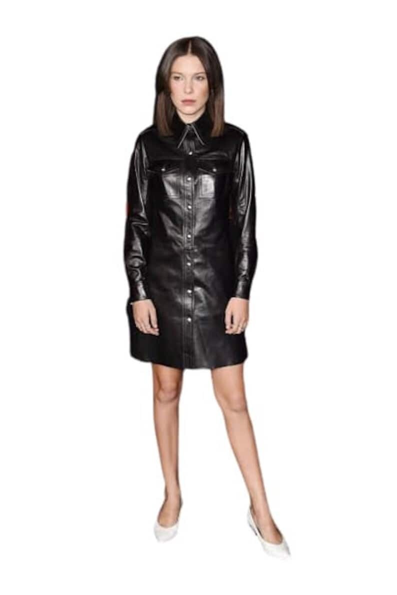 Millie Bobby Brown Aka Eleven(el) "stranger Things 3" Black Casual Leather Dress - Celebrity Edition - Etsy Millie Bobby Brown Aka Eleven(el) "stranger Things 3" Black Casual Leather Dress - Celebrity Edition - Etsy