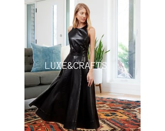 chinese dress ladies Olivia Black Vegan Leather Dress main image 1