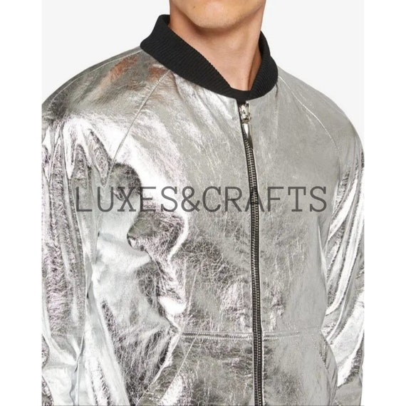 Mens store silver windbreaker