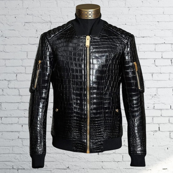 【OF ALL FORM】POCKET DETAIL LEATHERBOMBER WULFUL Men's Faux Leather Jacket Stand Collar Lightweight