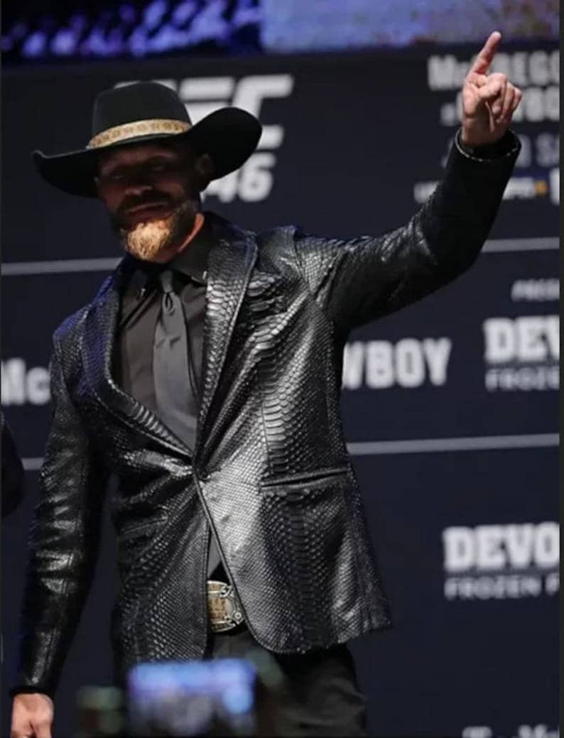 Donald Cerrone Men's Black Python Emboss Slim Fit Genuine Leather