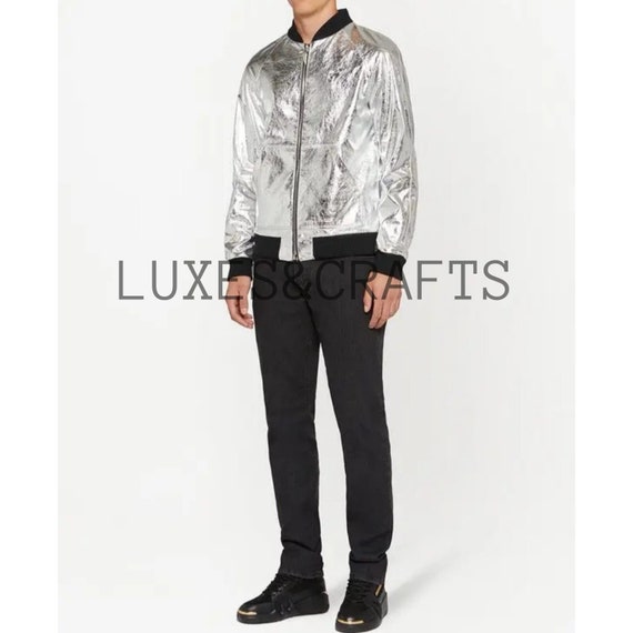 Metallic silver jacket mens online