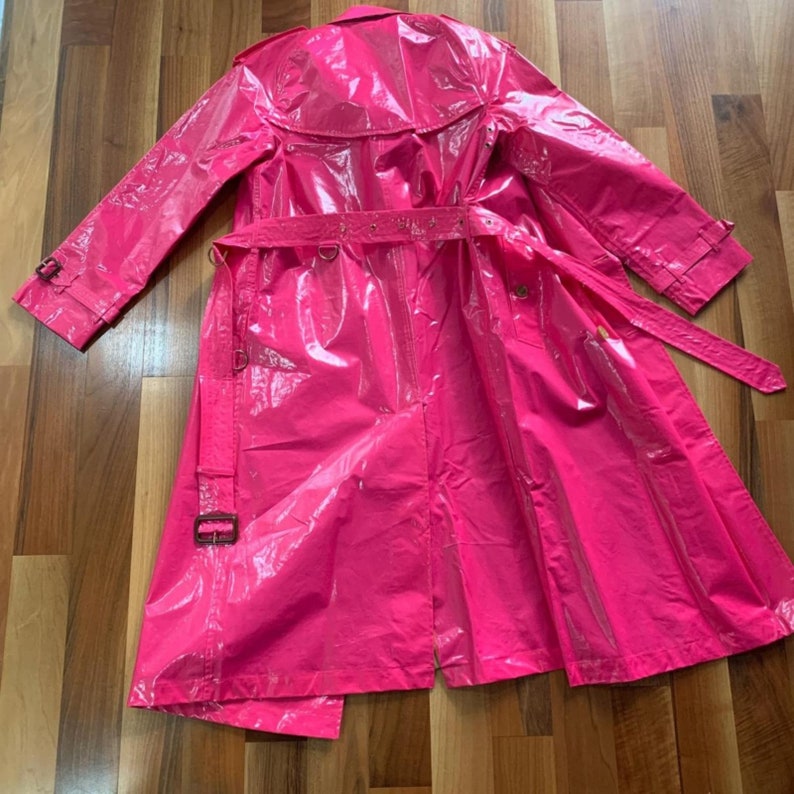 Women's Hot Pink, Red, Burgundy Red Patent Solid Casual Double Breasted