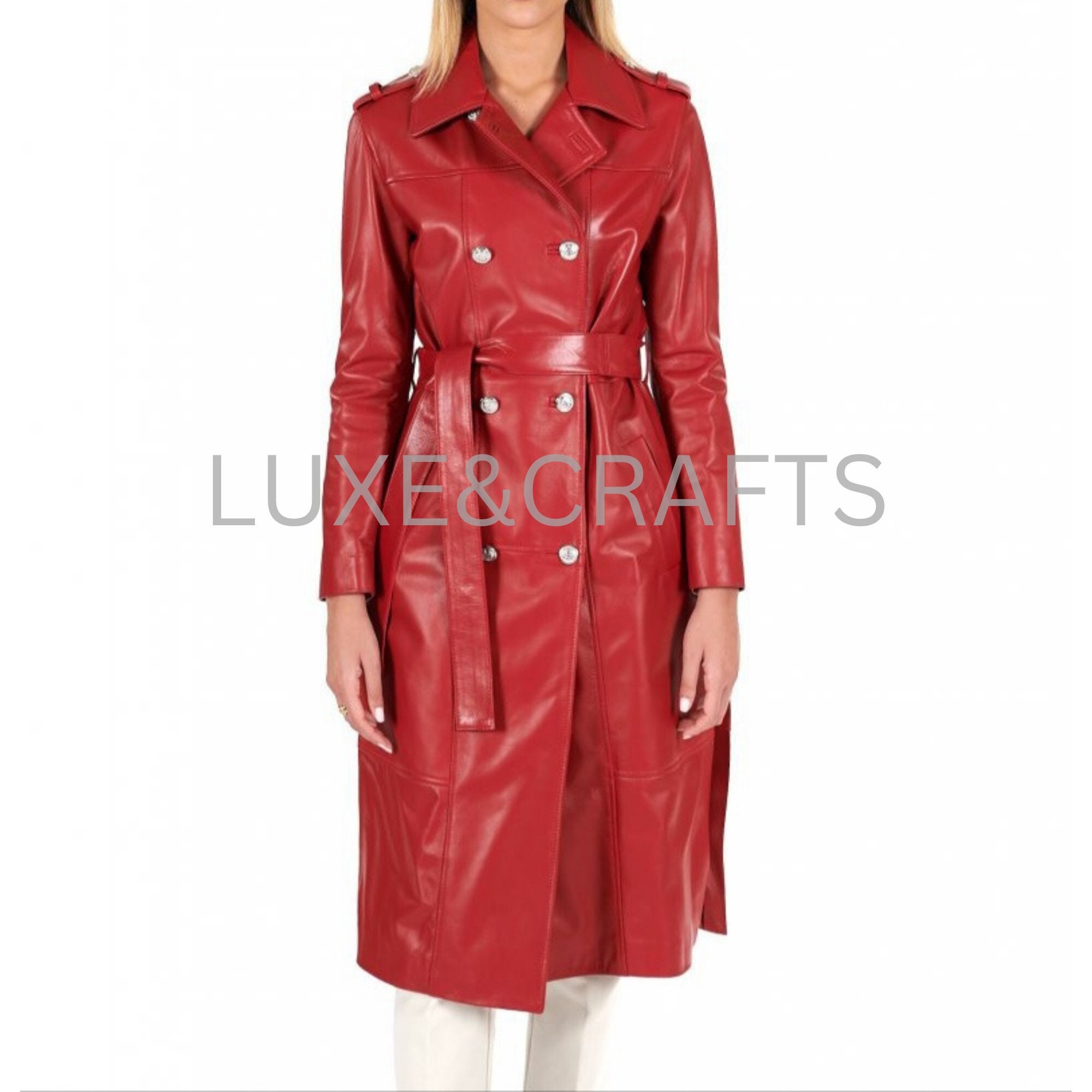 4755 リーバイス レッド LR FILLED LONG COAT XL VEKDONE 2025 Clearance Extra Long Leather Jacket, Women PU