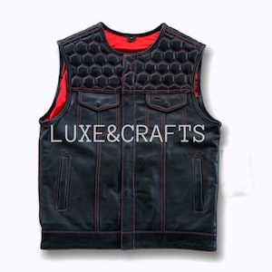 Men&#39;s Black Solid Motorcycle Biker Diamond Quilted Leather Vest, Men&#39;s Black Vest Coat, Men&#39;s Black  Vest, Men&#39;s Black Diamond Quilted vest.