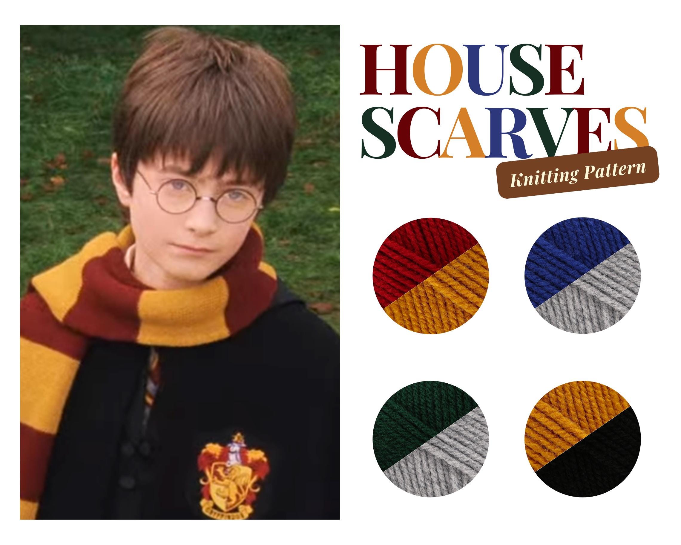 Hogwarts House Scarves Knitting Patterns - Etsy