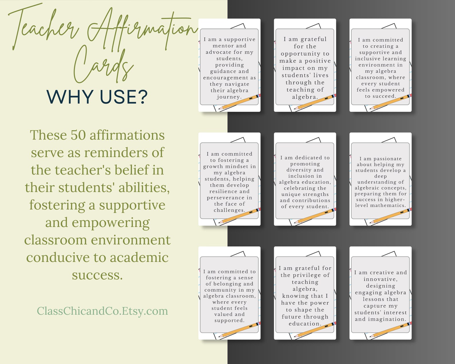 Algebra Teacher Affirmation Cards - Printable PDF for Teacher ...