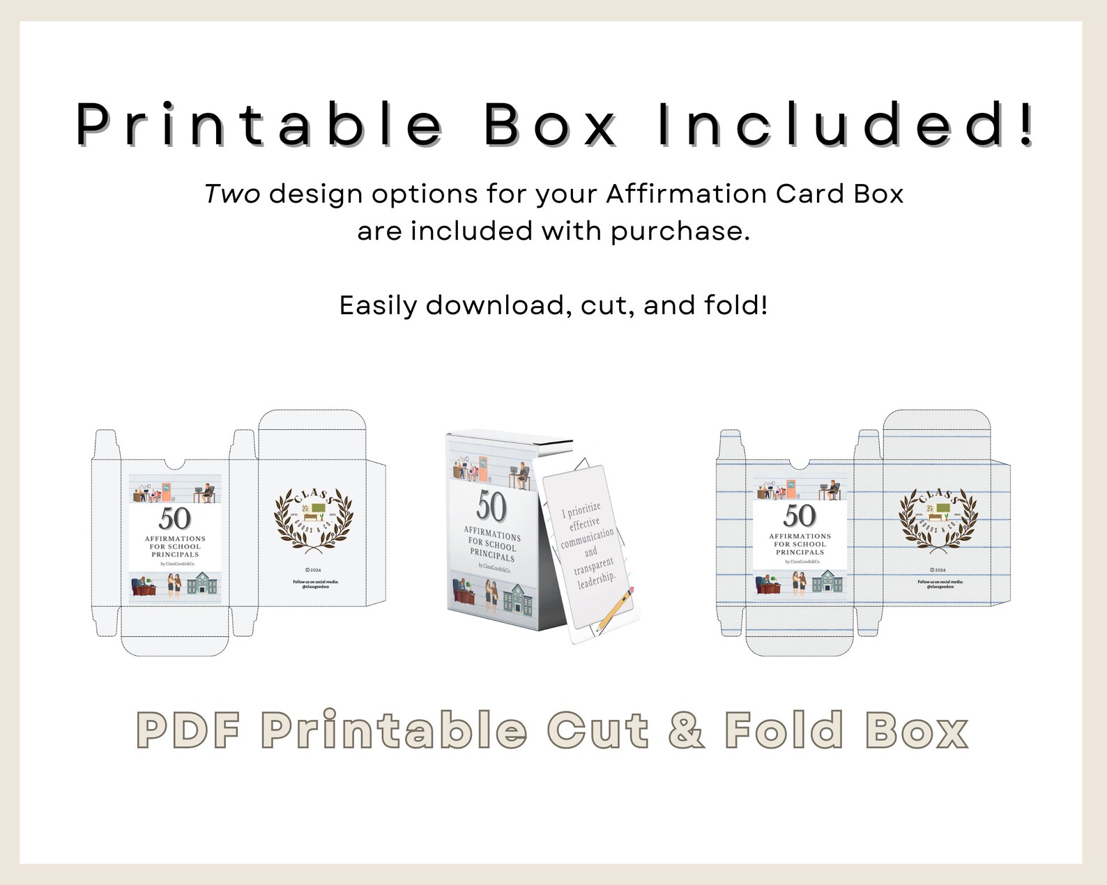 School Principal Affirmation Cards, Printable PDF Card and Box, Positive Affirmations, 2.5x3.5 ...