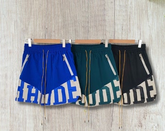 Rhude Sports Mesh Plaid Shorts - High Street Casual Unisex Beachwear Rhude Plaid Shorts Unisex Rhude Beach Shorts Casual High Street Fashion