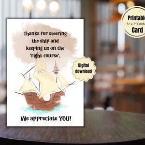 Blank Card, Encouragement Greeting Card, ship, we appreciate you digital card, instant download PDF 5x7 inch card