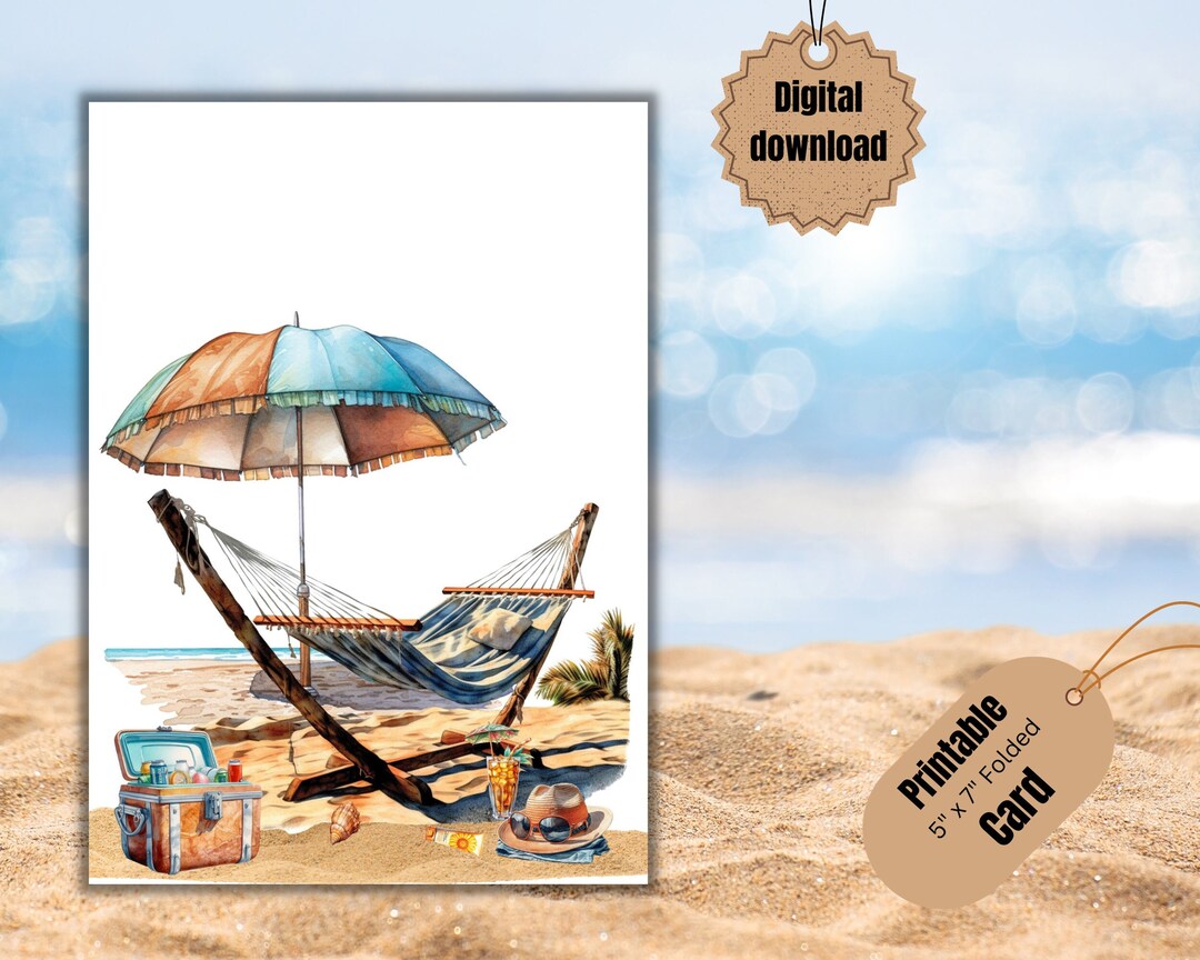 Printable Card, Blank Summertime Greeting Card, All Occassions Card ...