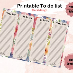 Printable To do List - Floral Theme | Memo Sheets | Cute Printable Memo Pad | Cute Stationery