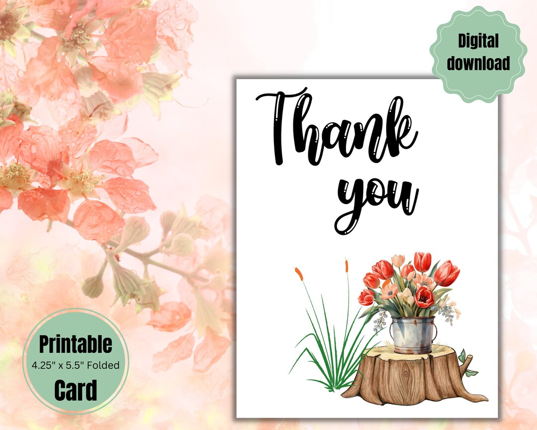 Printable Card, Thank You, Blank Greeting Card, All Occassions Card ...