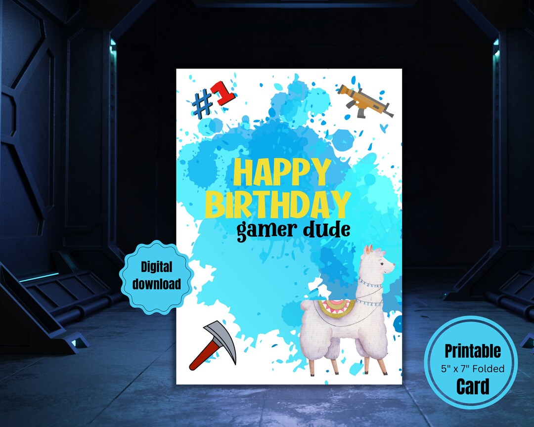 Printable Birthday Card, Happy Birthday Gamer Dude Greeting Card ...